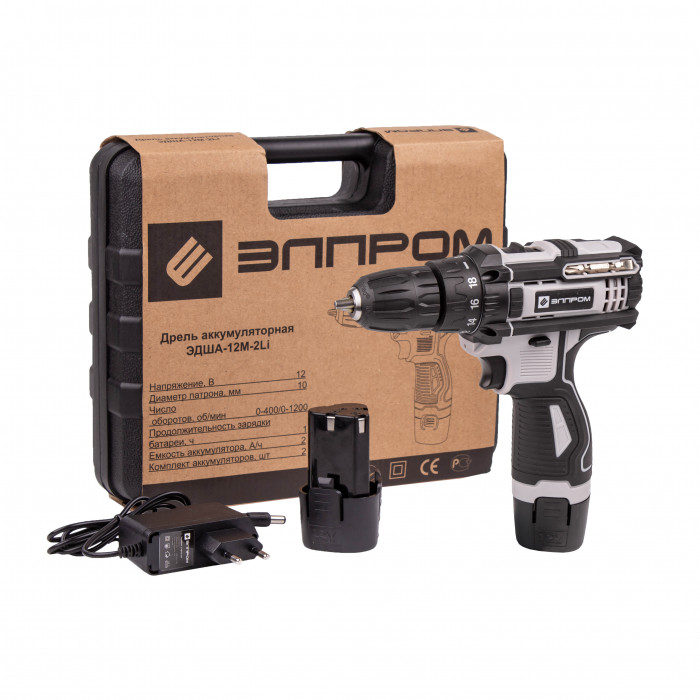 Дрель-шуруповерт аккумуляторный Элпром ЭДША-12M-2Li
